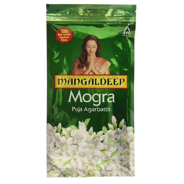 Mangaldeep Mogra Gold Agarbatti Ziplock - 120 Sticks (Pack of 2)