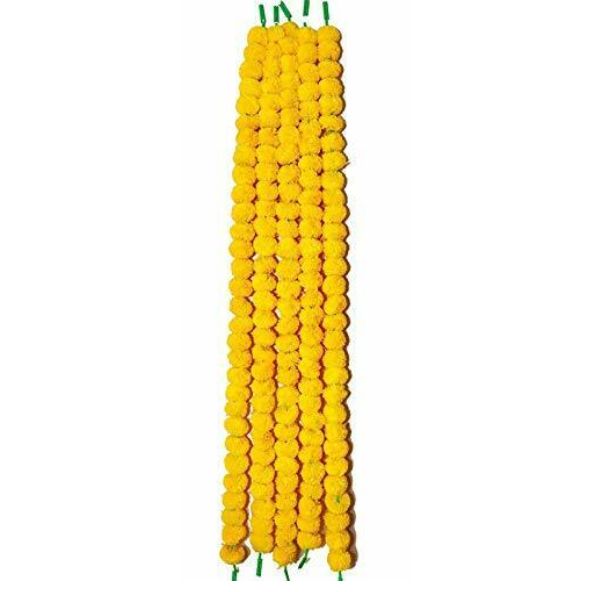 Marigold Flower Garland Yellow - Pack of 5