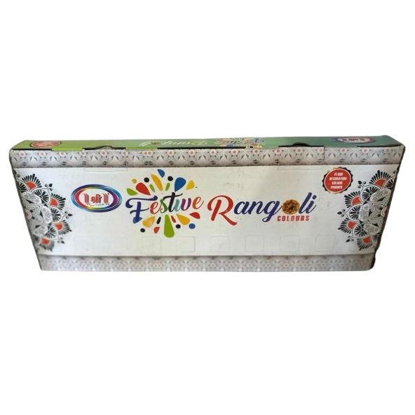 Set of 10 Rangoli Colour Powder Bottles, Rangoli Powder for Floor Rangoli, Rangoli Making Tools Kit - Diwali Decoration