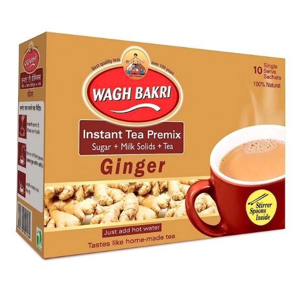 Wagh Bakri 3 in 1 Instant Tea Premix (Ginger) (10 Sachets)