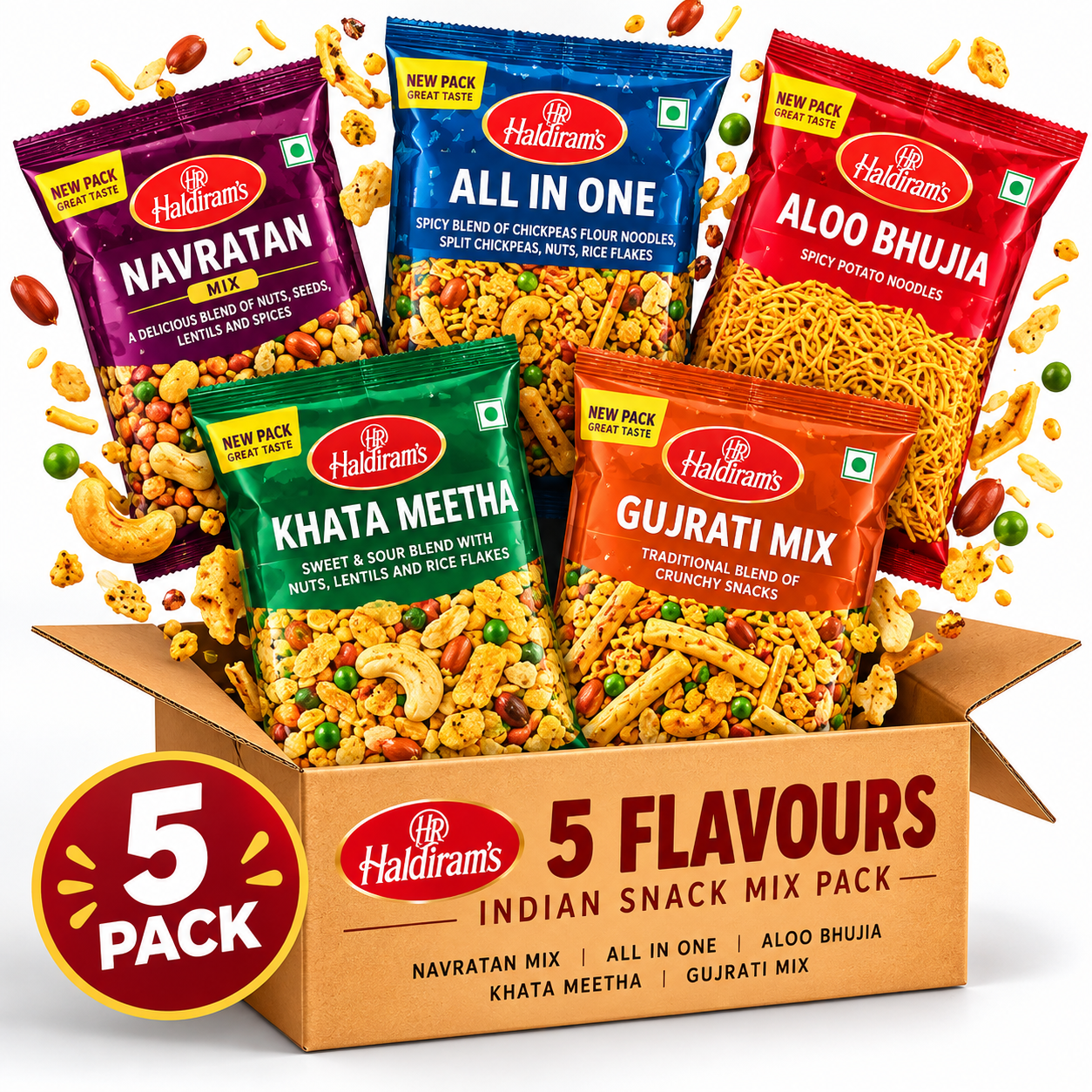 Haldiram's Savouries - Pack of 5, Variety Pack - Multipack , Party Mix