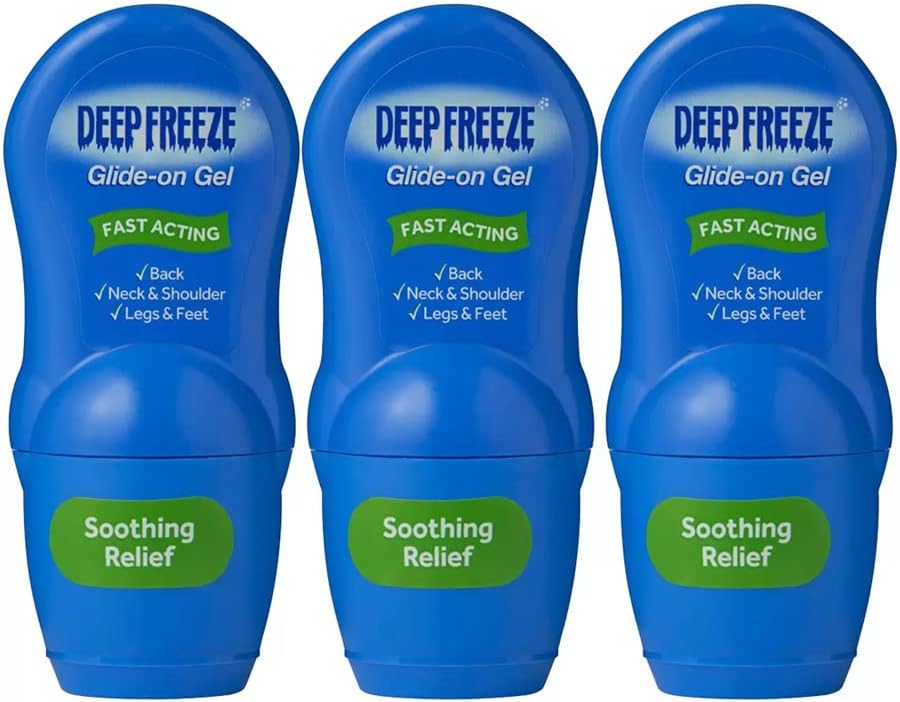 Deep Freeze Pain Relief Glide-On Gel, Cold Gel Roll On, 3 x 50g (Pack of 3)