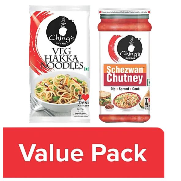 Chings Hakka Noodles(Pack of 2) Schezwan Chutney  (Value Pack)