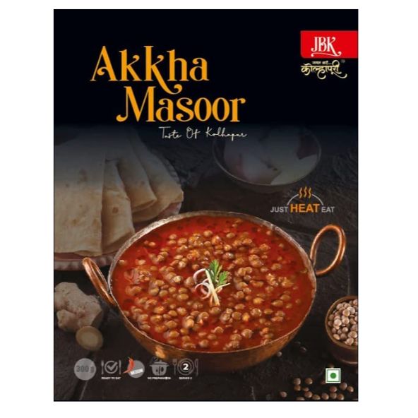 JBK JBK AKKHA Masur – Ready to Eat Indian Food, 300g, Kolhapur Dal - Pack of 1