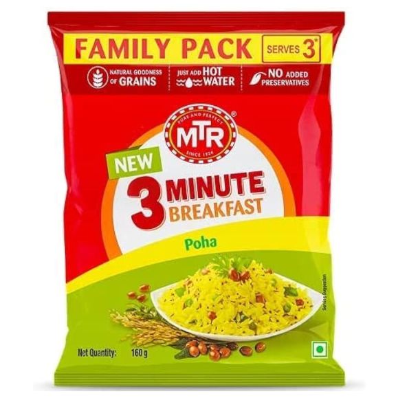 MTR POHA- FLATTENED RICE 160G (Pack of 3 ) - READY TO COOK IN JUST 3 MINUTES