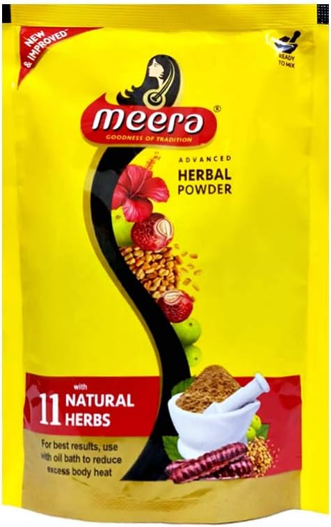 Meera Herbal Hair Wash Powder Shikakai, Tulsi, Shampoo 2 X 80 G = 160g ...