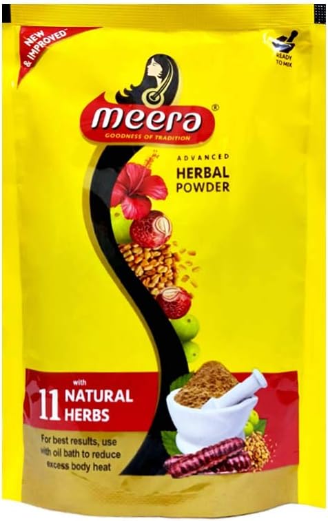 Meera Herbal Hair Wash Powder Shikakai, Tulsi, Shampoo 2 X 80 G = 160g