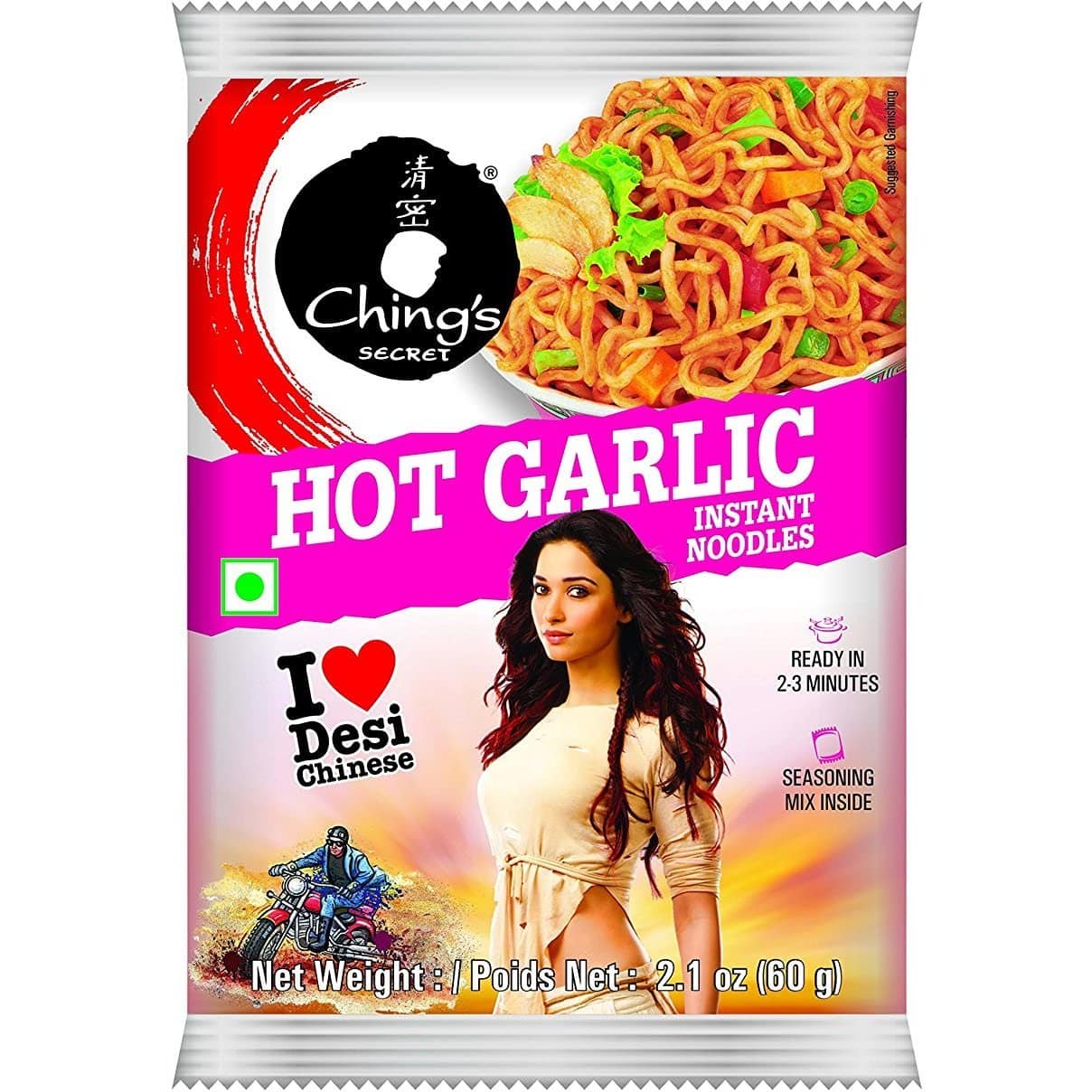 Chings Hot Garlic Noodles 4 Single Pack